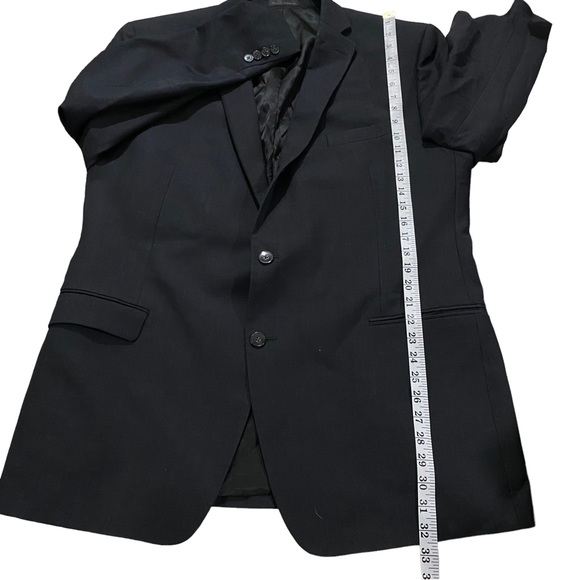 CALVIN KLEIN Men Black 100% Wool Jacket 46L Fully Lined Formal - Picture 12 of 13